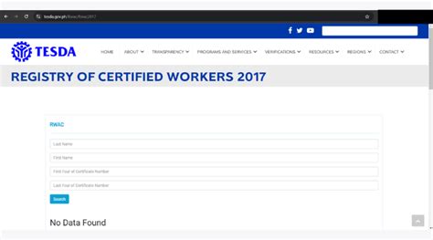 Registry Of Certified Workers .